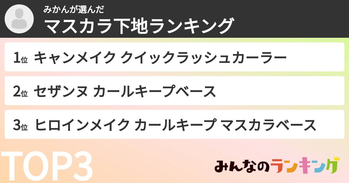 みかんさんの「マスカラ下地ランキング」