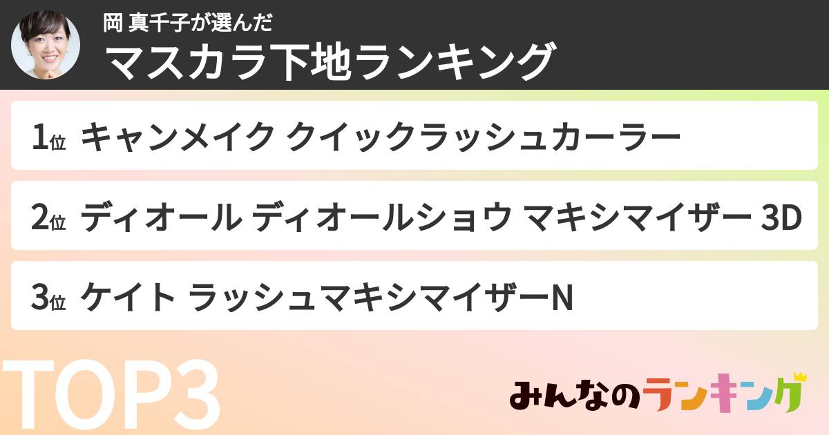 岡 真千子さんの「マスカラ下地ランキング」