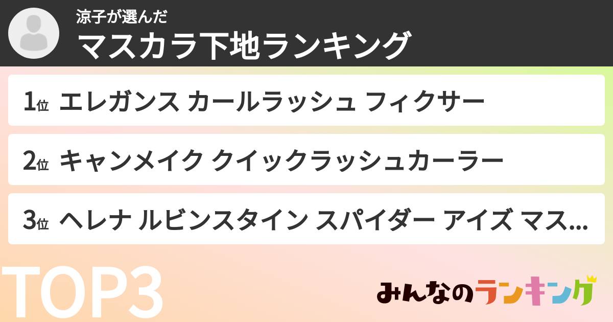 涼子さんの「マスカラ下地ランキング」