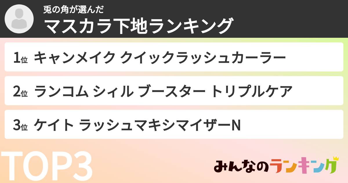 兎の角さんの「マスカラ下地ランキング」