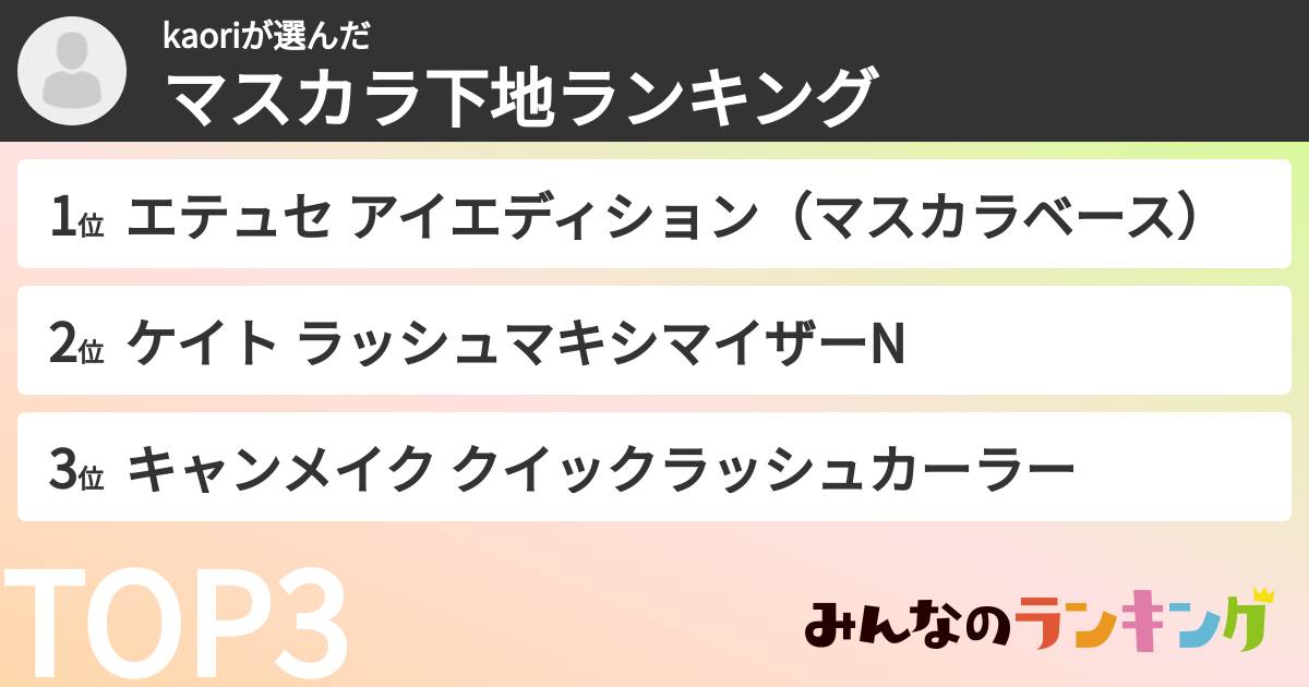 kaoriさんの「マスカラ下地ランキング」