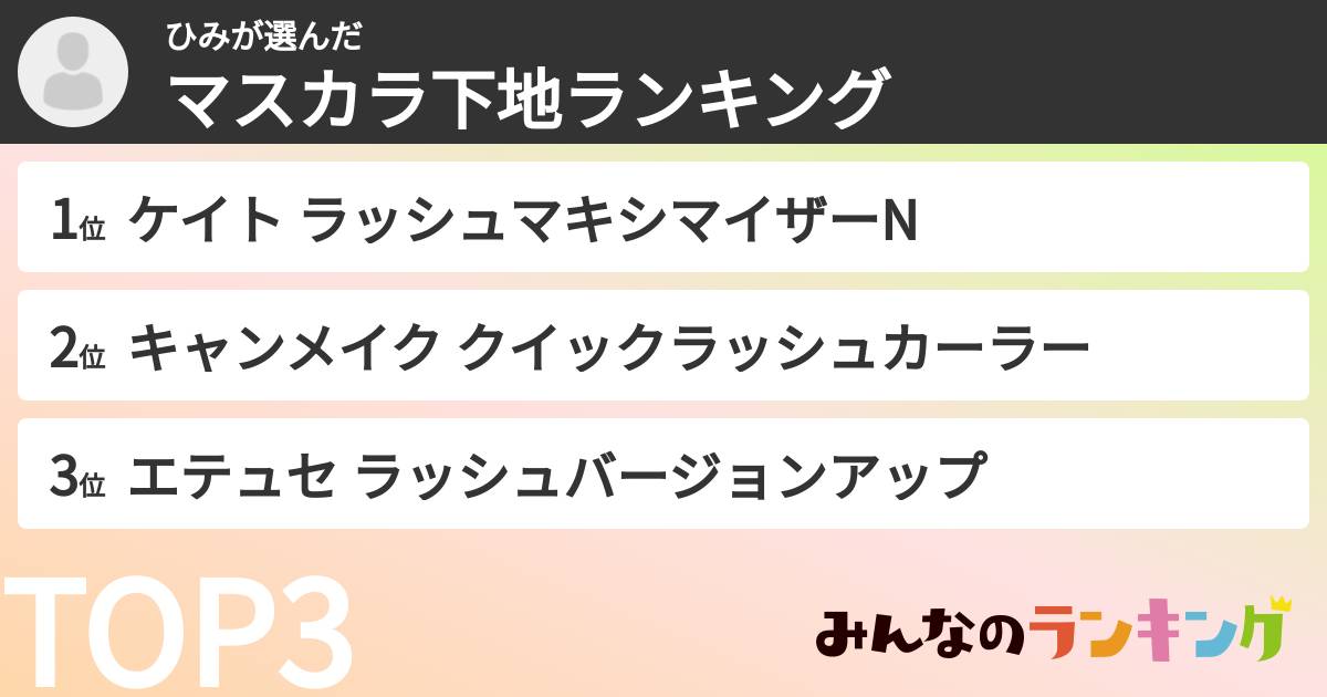 ひみさんの「マスカラ下地ランキング」