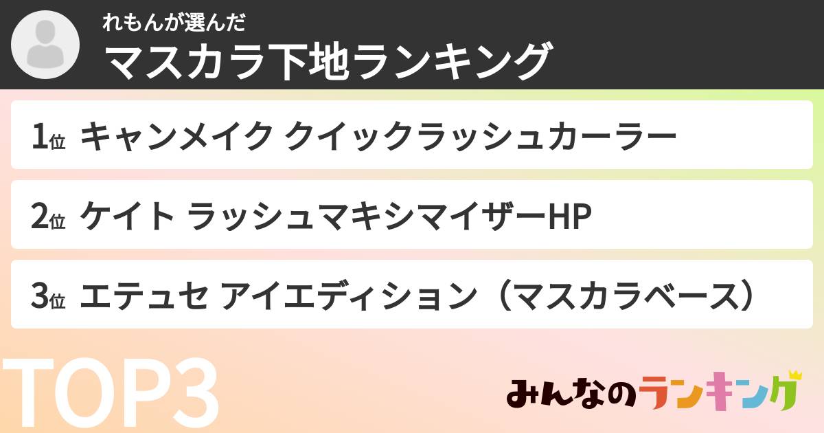 れもんさんの「マスカラ下地ランキング」