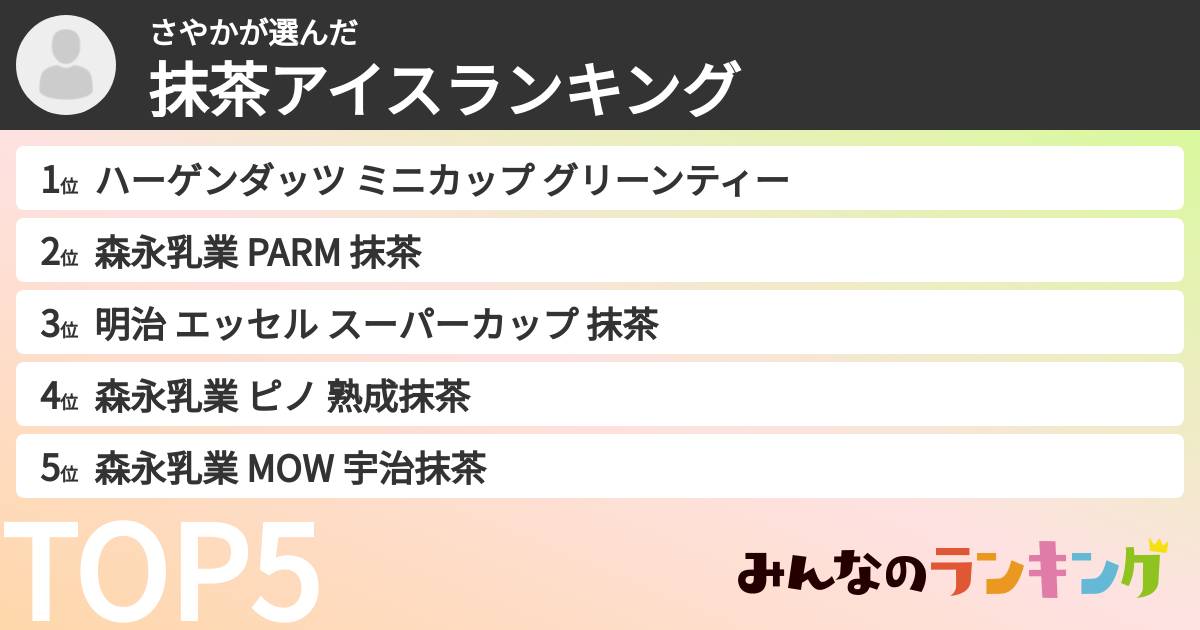 さやかさんの「抹茶アイスランキング」