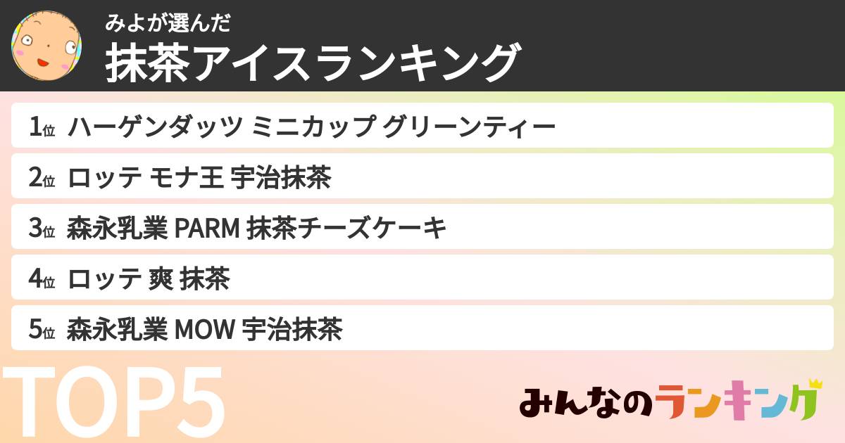 みよさんの「抹茶アイスランキング」