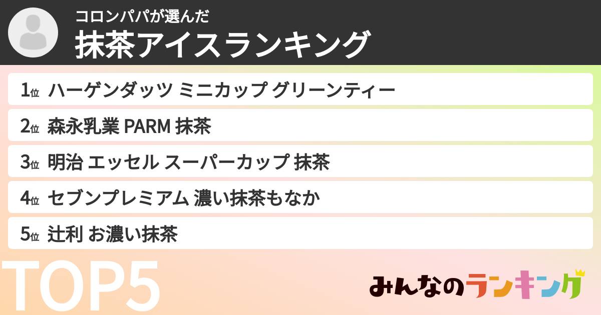 コロンパパさんの「抹茶アイスランキング」