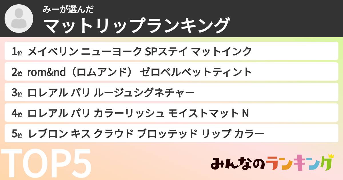 みーさんの「マットリップランキング」
