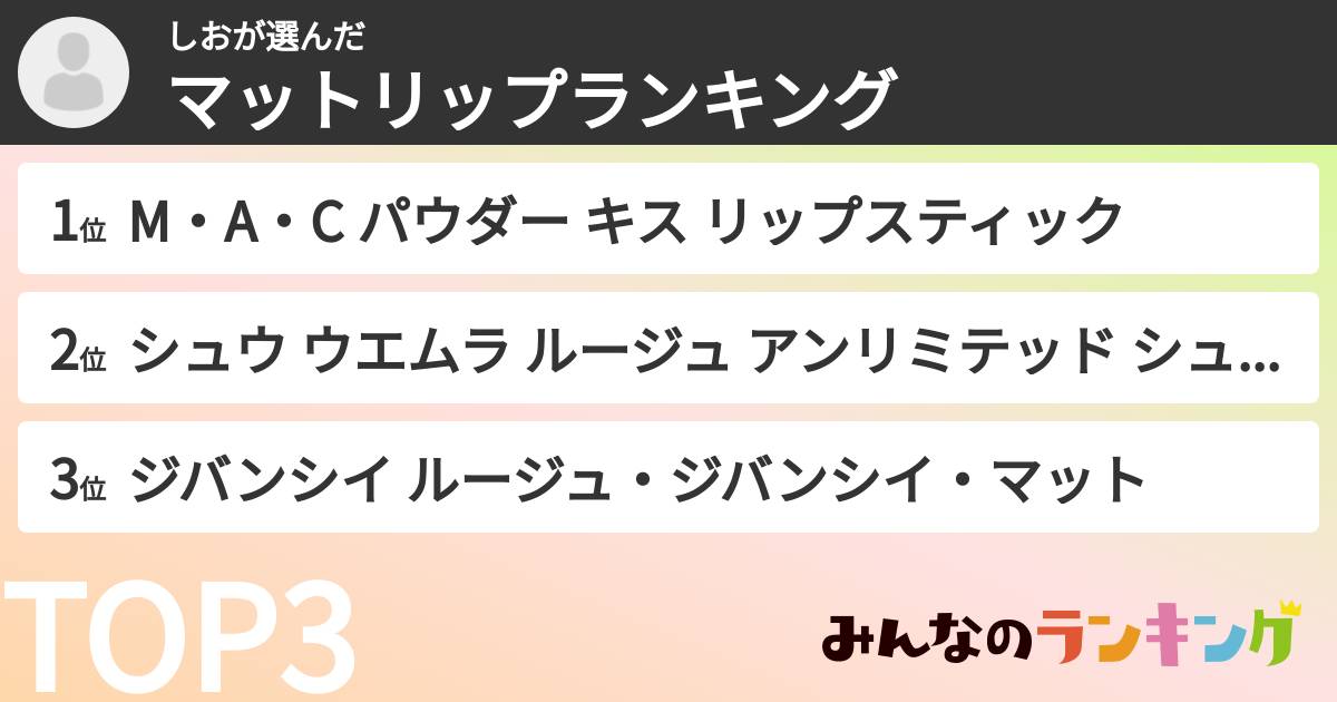 しおさんの「マットリップランキング」