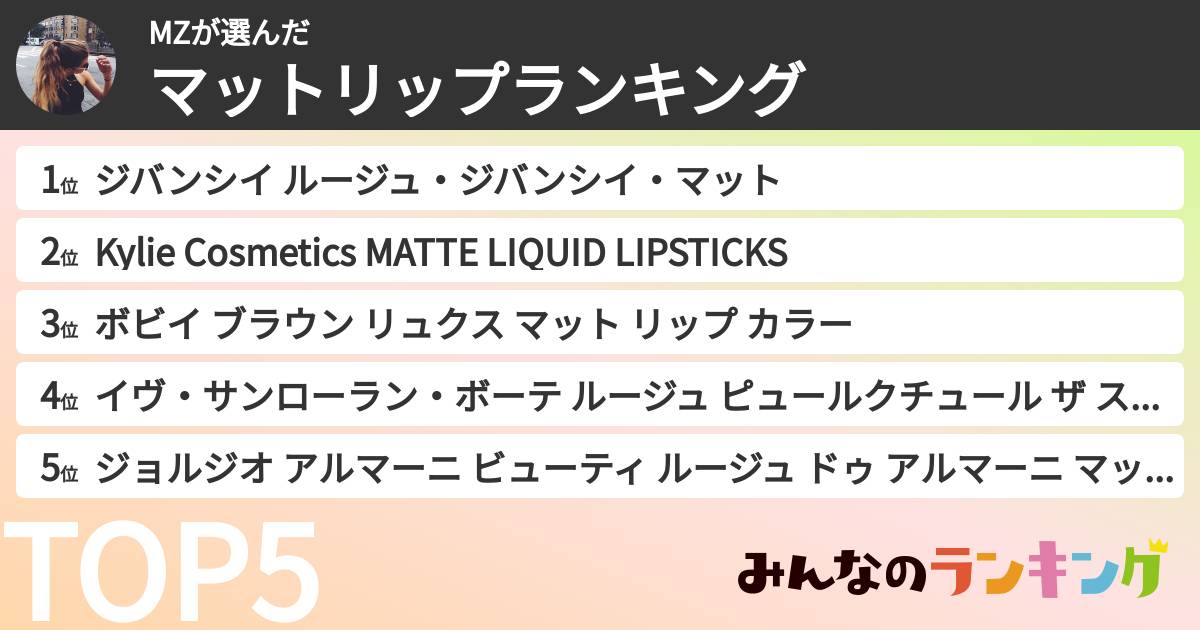 MZさんの「マットリップランキング」