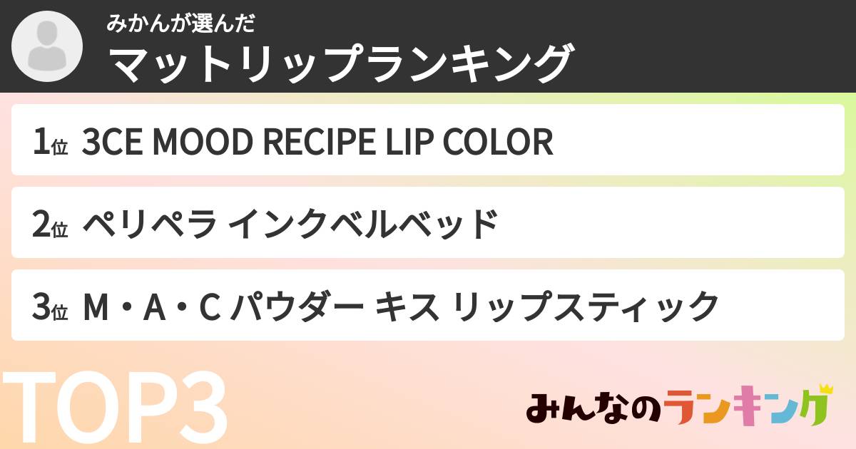 みかんさんの「マットリップランキング」