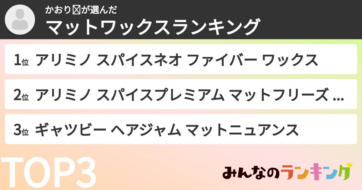 かおり☺さんの「マットワックスランキング」