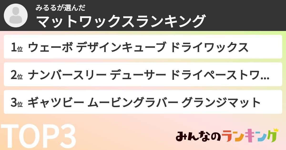 みるるさんの「マットワックスランキング」
