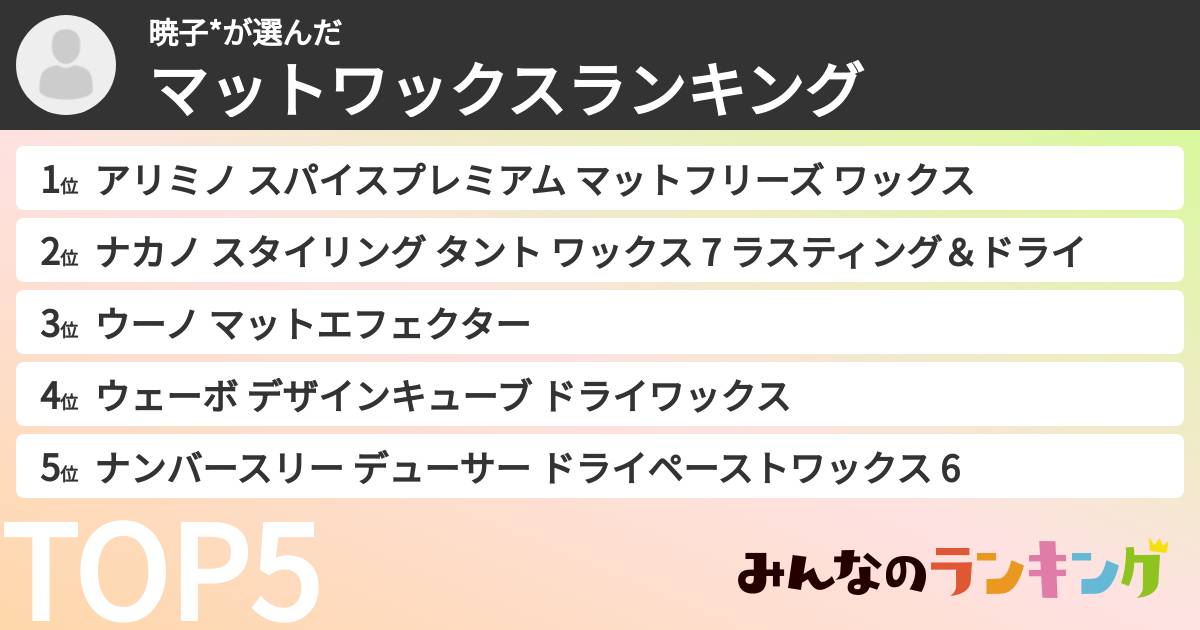 暁子*さんの「マットワックスランキング」