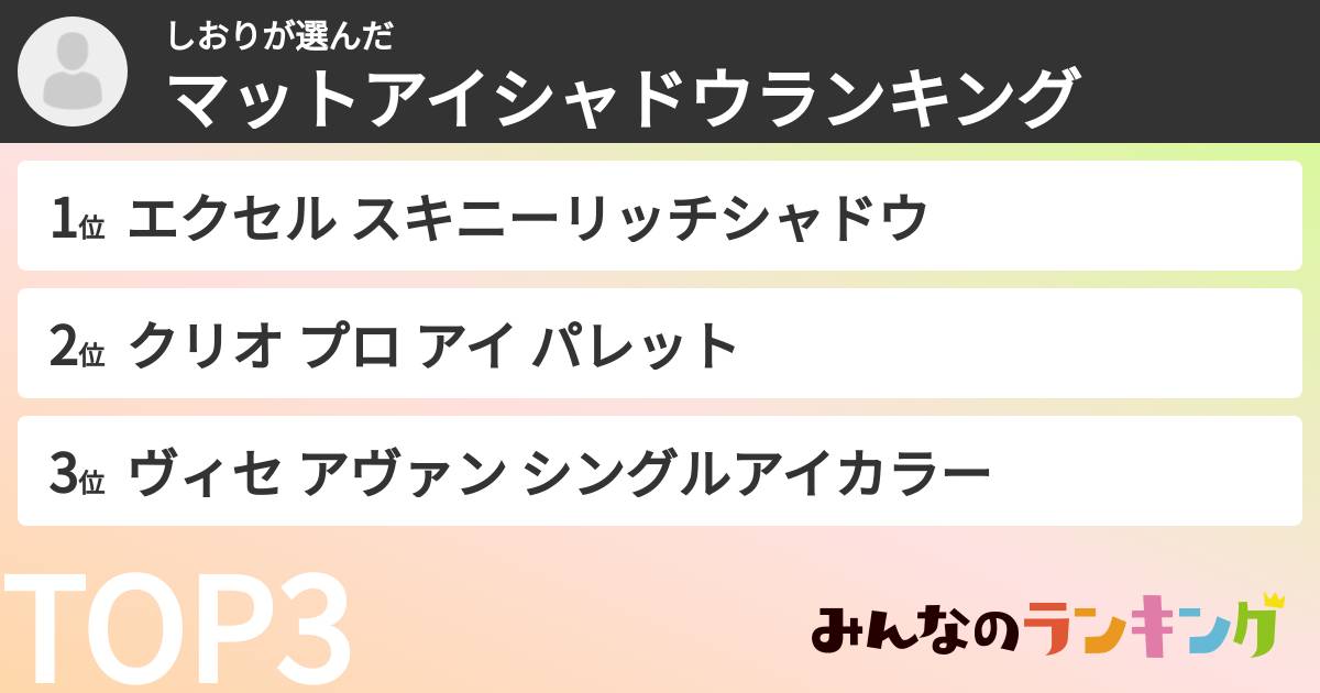 しおりさんの「マットアイシャドウランキング」