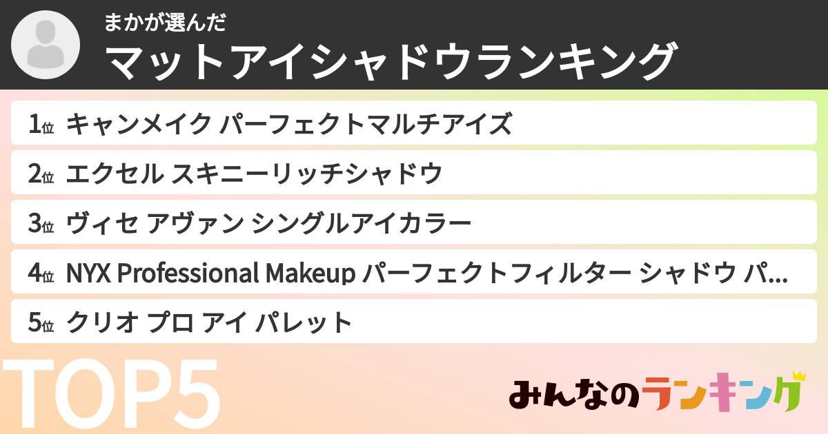 まかさんの「マットアイシャドウランキング」