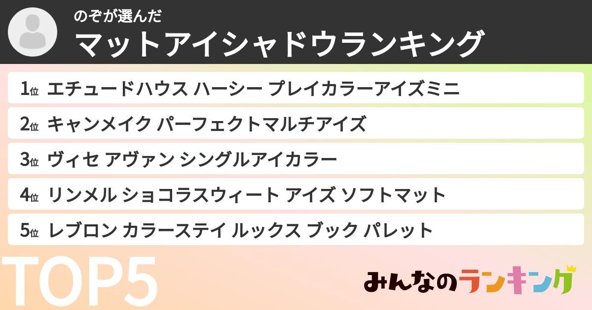 のぞさんの「マットアイシャドウランキング」