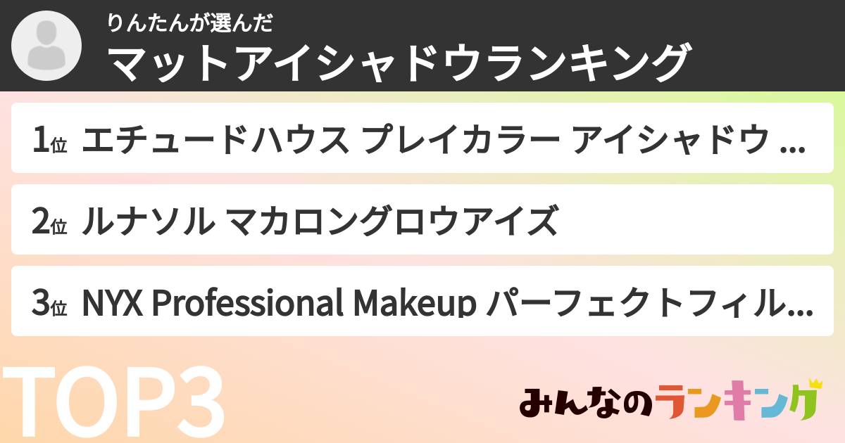 りんたんさんの「マットアイシャドウランキング」