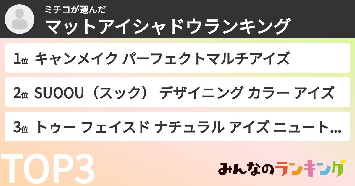 ミチコさんの「マットアイシャドウランキング」