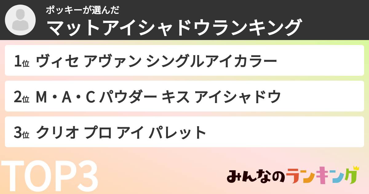 ポッキーさんの「マットアイシャドウランキング」