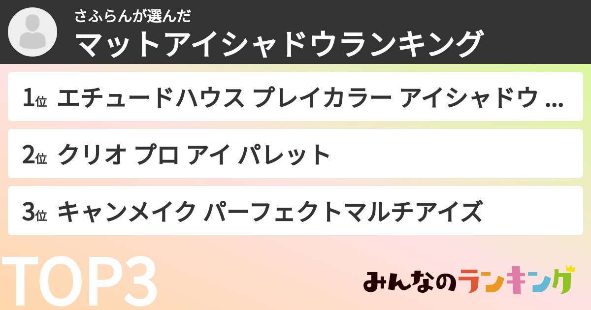 さふらんさんの「マットアイシャドウランキング」