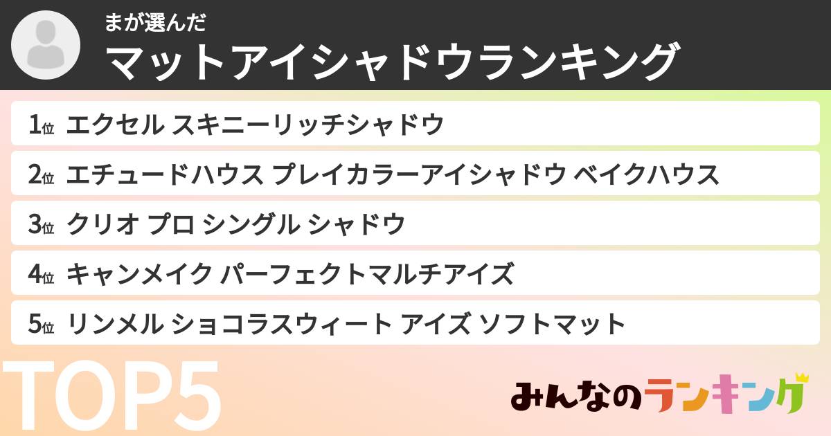 まさんの「マットアイシャドウランキング」