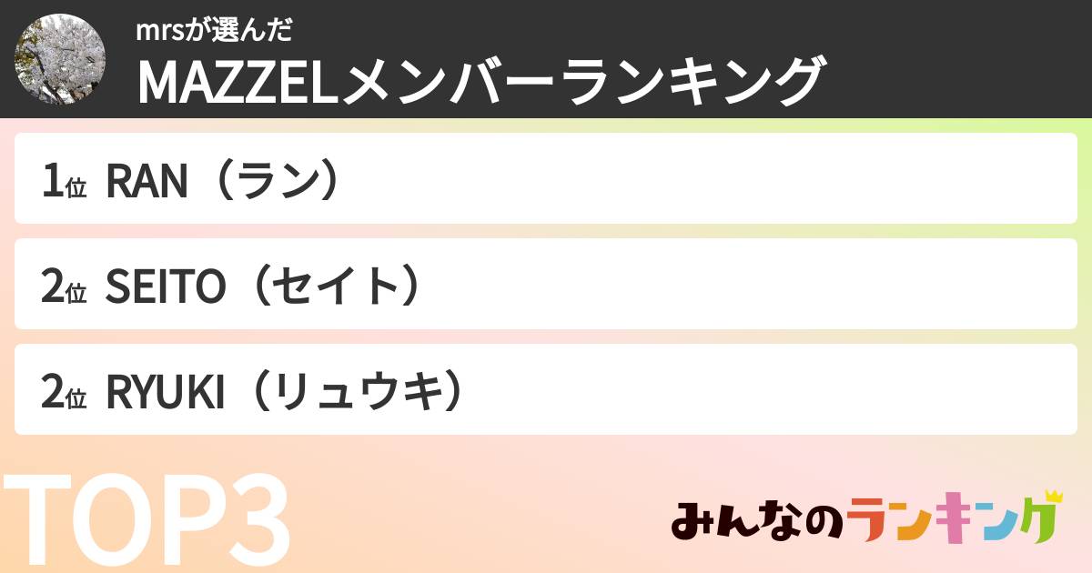 mrsさんの「MAZZELメンバーランキング」