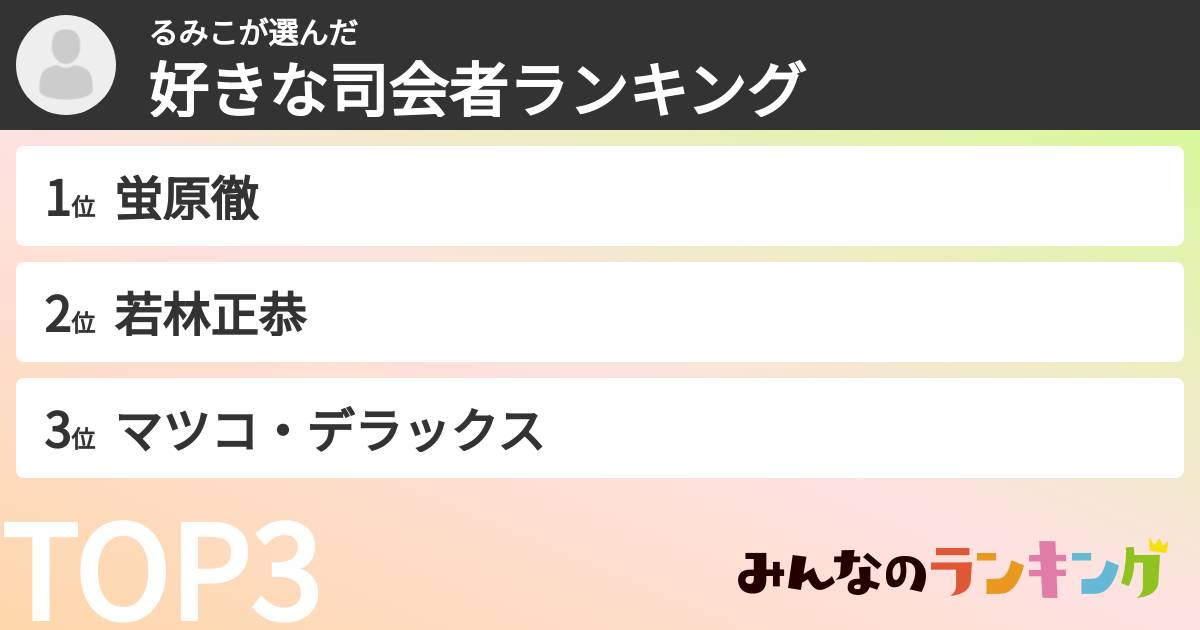 るみこさんの「好きな司会者ランキング」