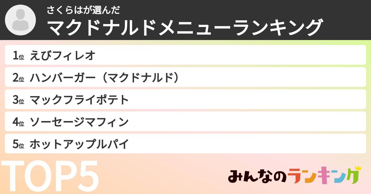 さくらはさんの「マクドナルドメニューランキング」
