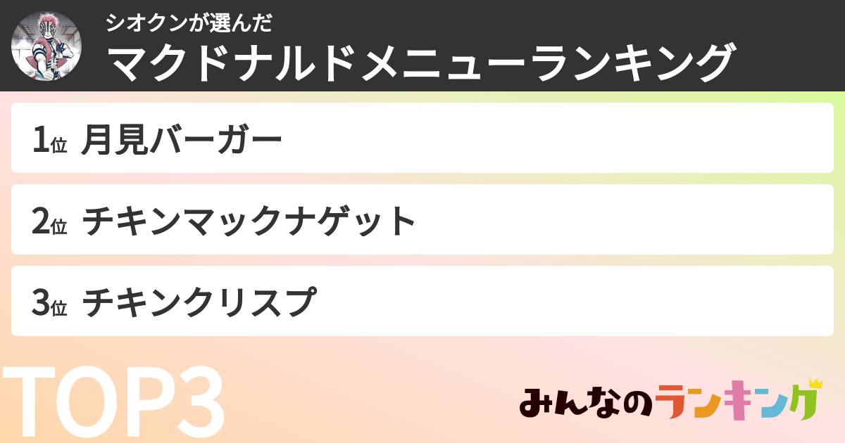 シオクンさんの「マクドナルドメニューランキング」