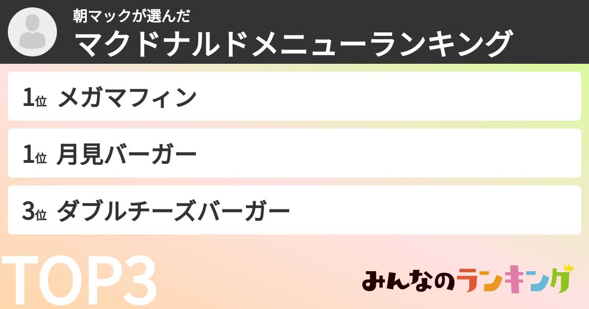 朝マックさんの「マクドナルドメニューランキング」