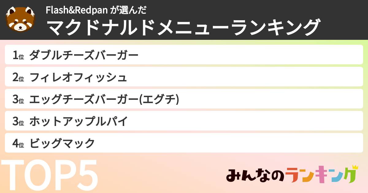Flash&Redpan さんの「マクドナルドメニューランキング」