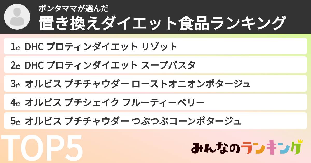 ポンタママさんの「置き換えダイエット食品ランキング」