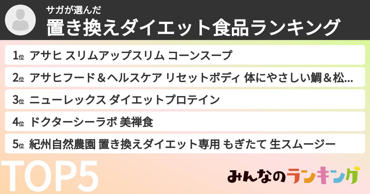 サガさんの「置き換えダイエット食品ランキング」