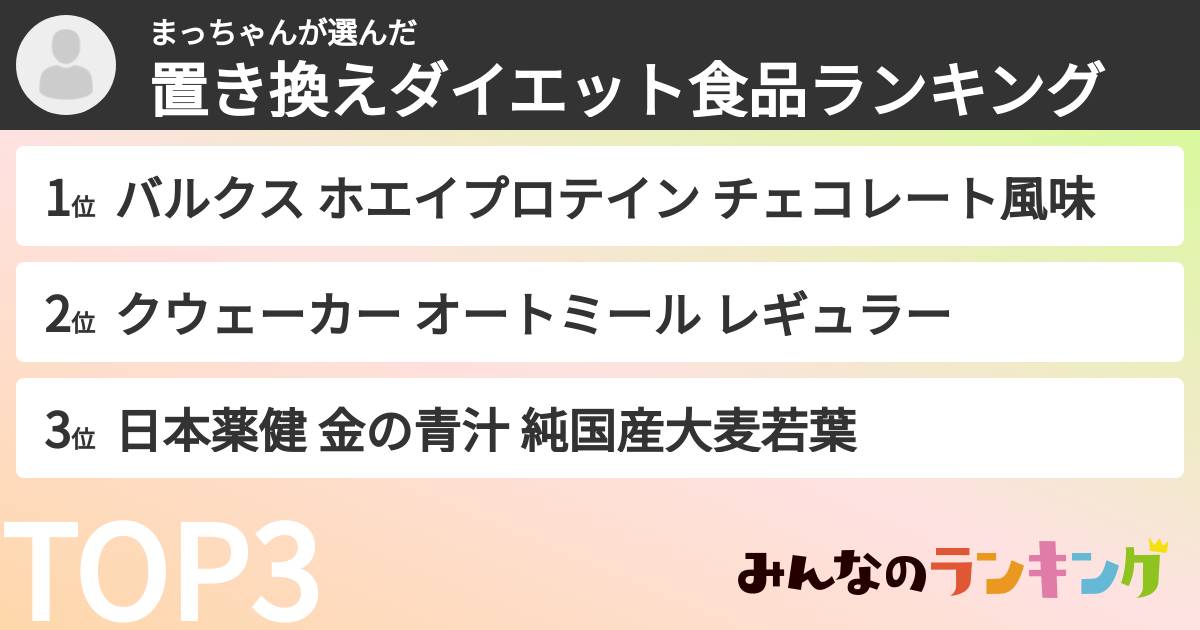 まっちゃんさんの「置き換えダイエット食品ランキング」