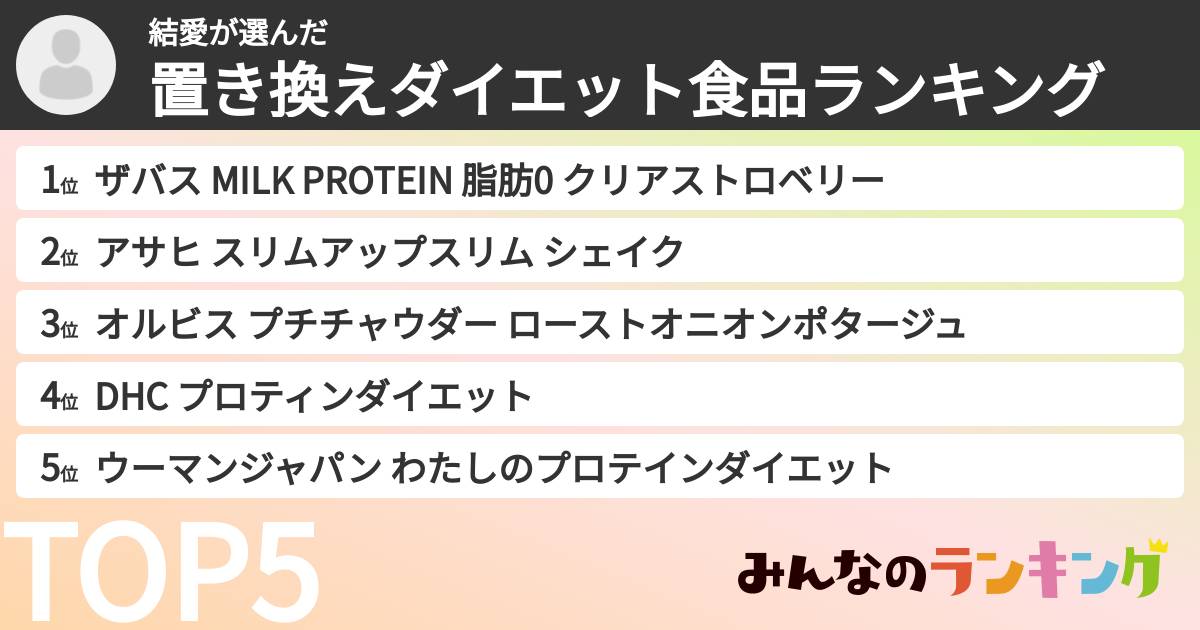 結愛さんの「置き換えダイエット食品ランキング」