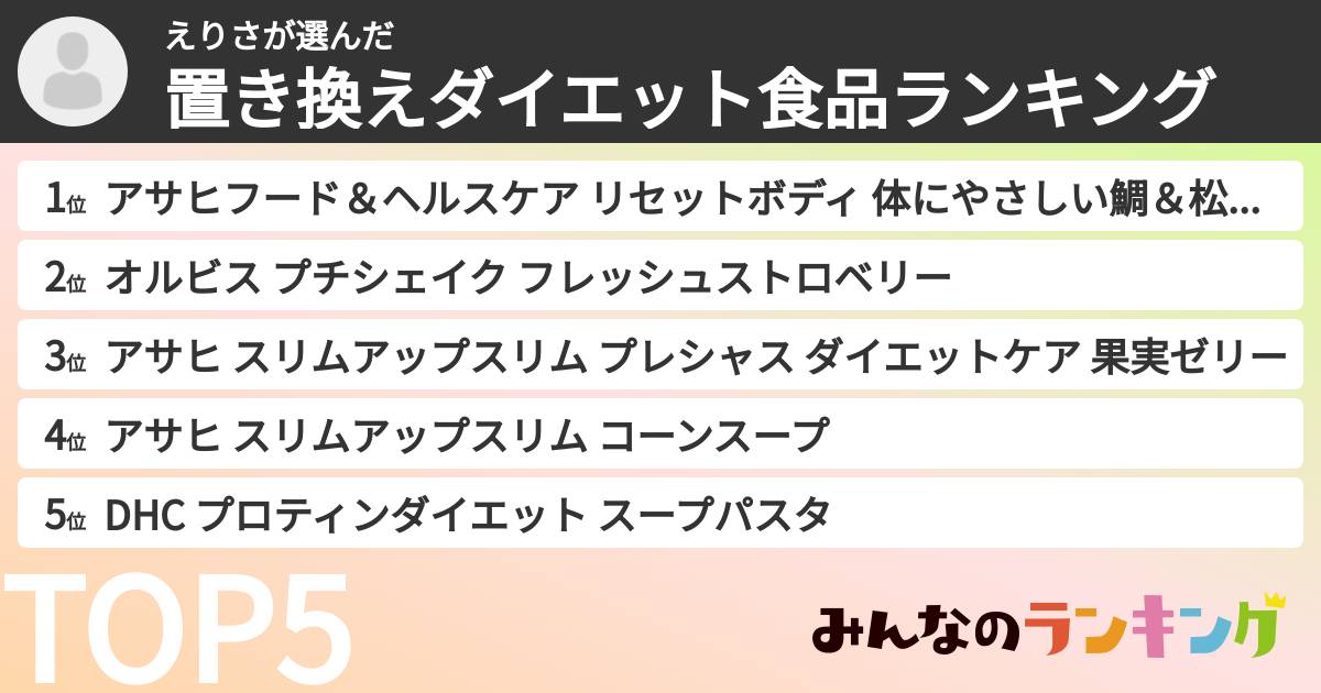 えりささんの「置き換えダイエット食品ランキング」