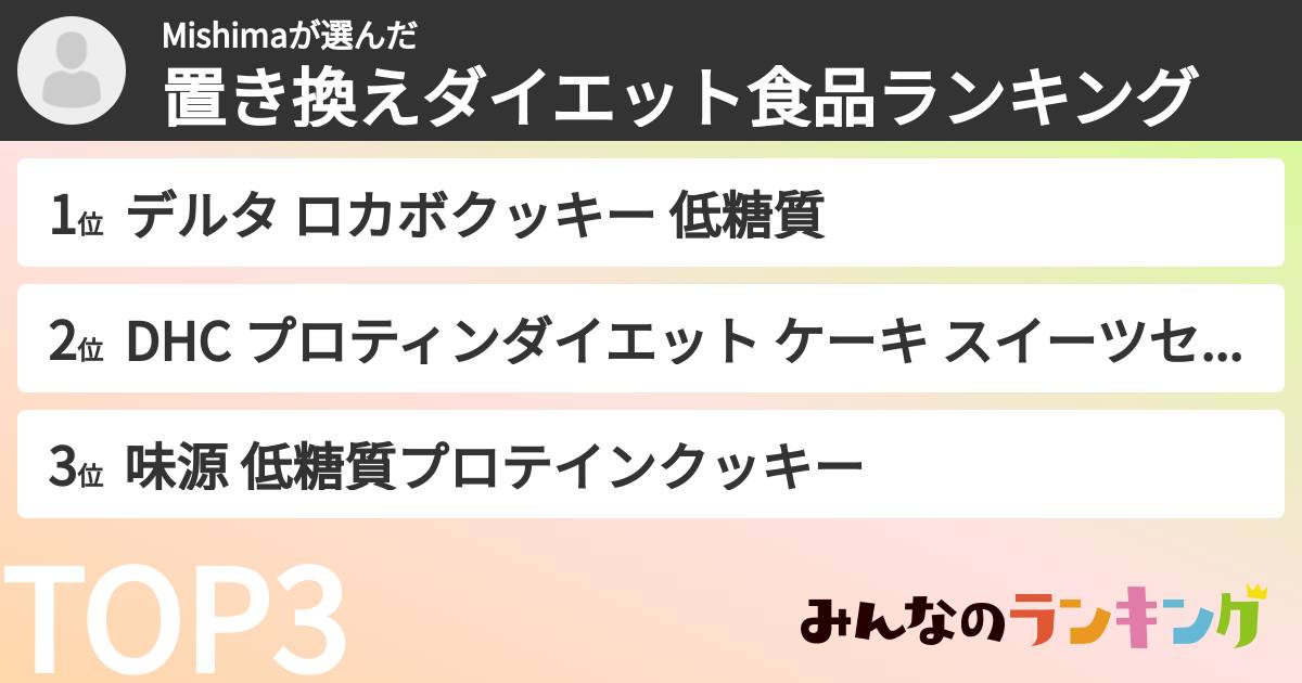 Mishimaさんの「置き換えダイエット食品ランキング」