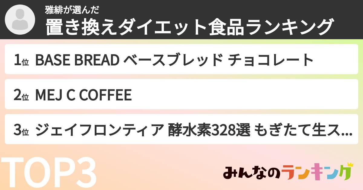 雅緋さんの「置き換えダイエット食品ランキング」