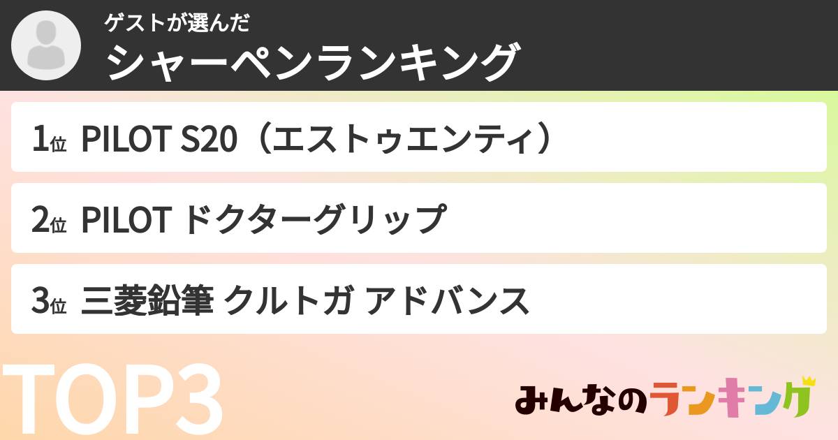 ゲストさんの「シャーペンランキング」