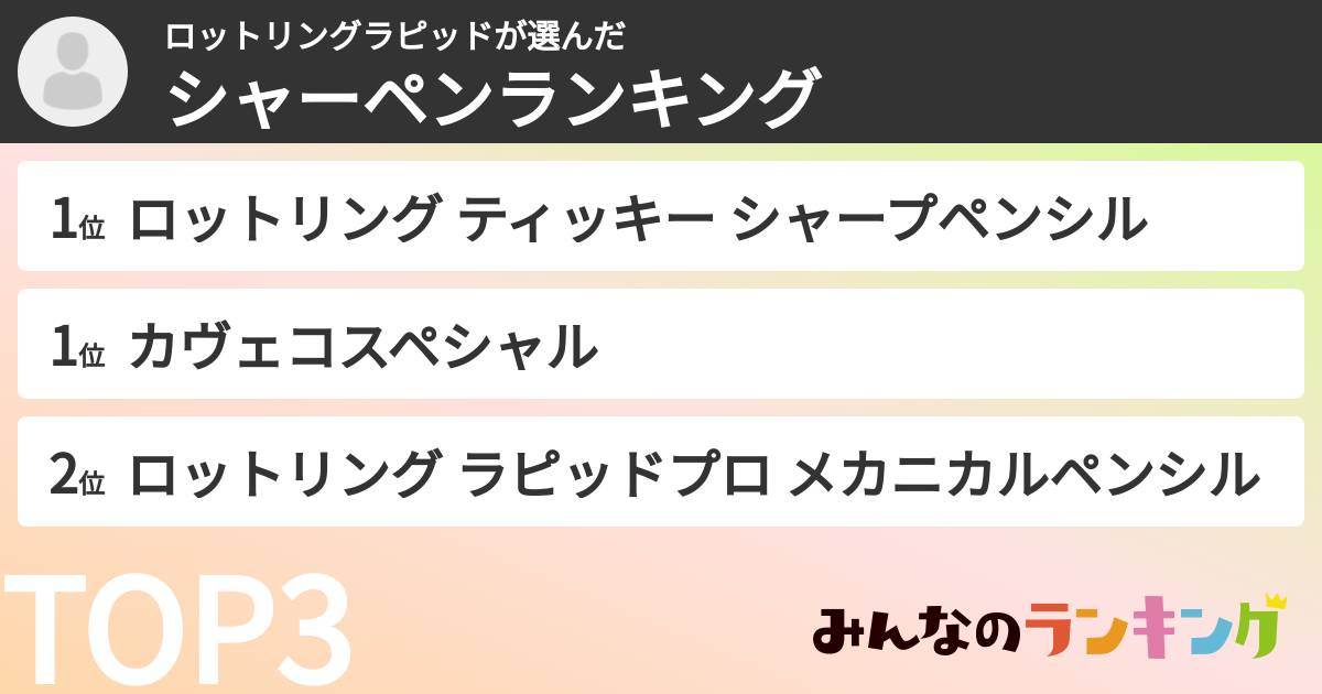 ロットリングラピッドさんの「シャーペンランキング」
