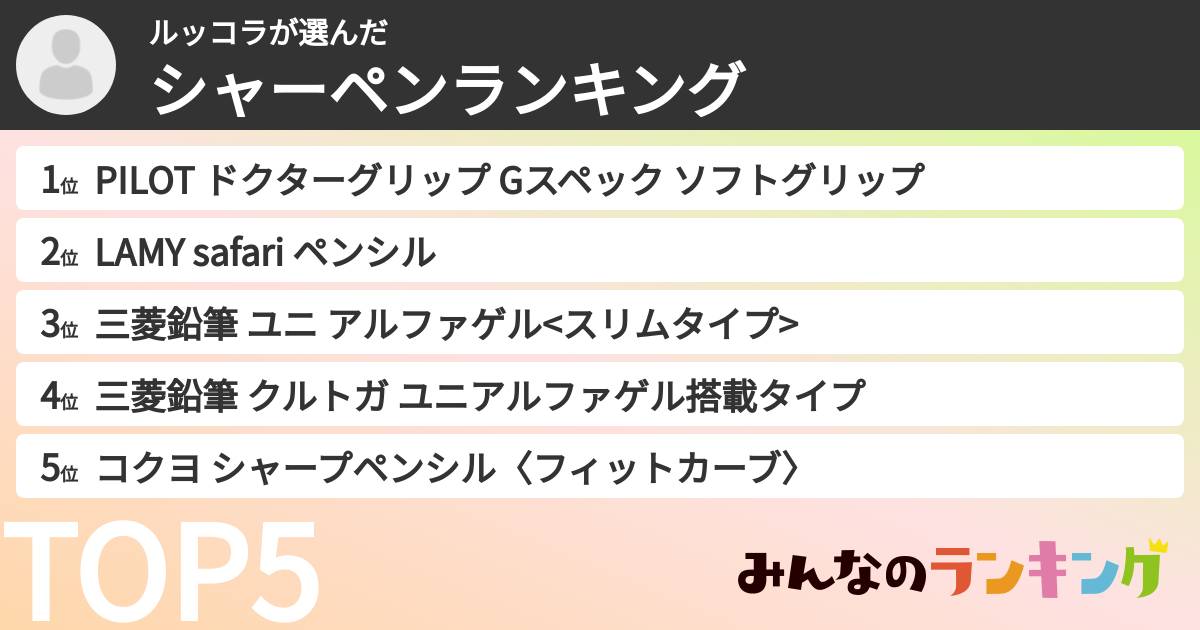 ルッコラさんの「シャーペンランキング」