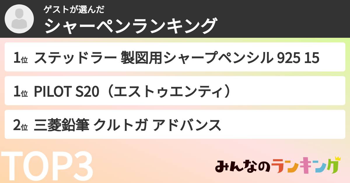 ゲストさんの「シャーペンランキング」
