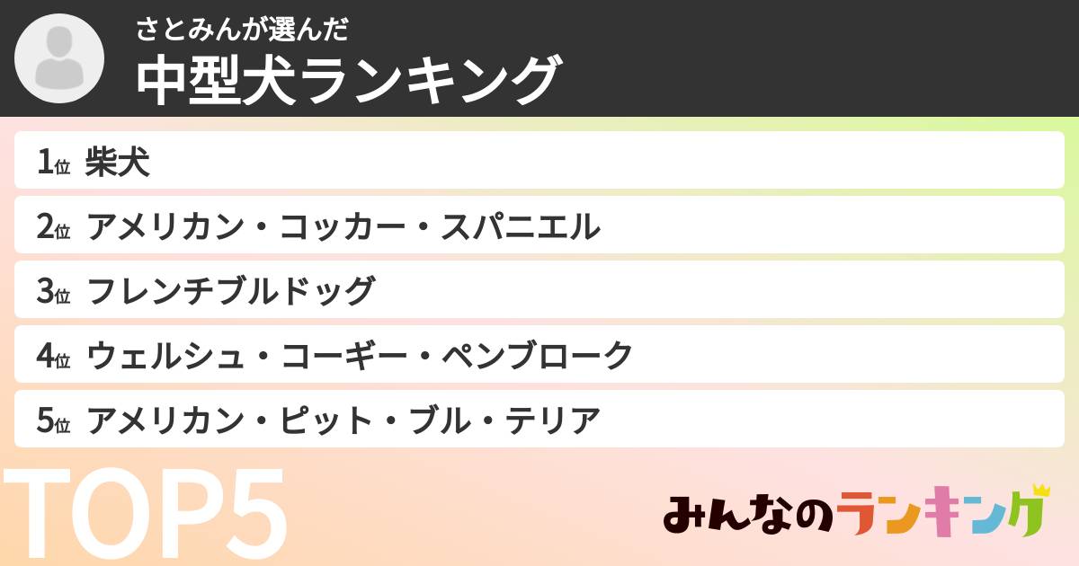 さとみんさんの「中型犬ランキング」