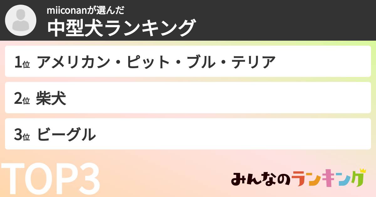 miiconanさんの「中型犬ランキング」