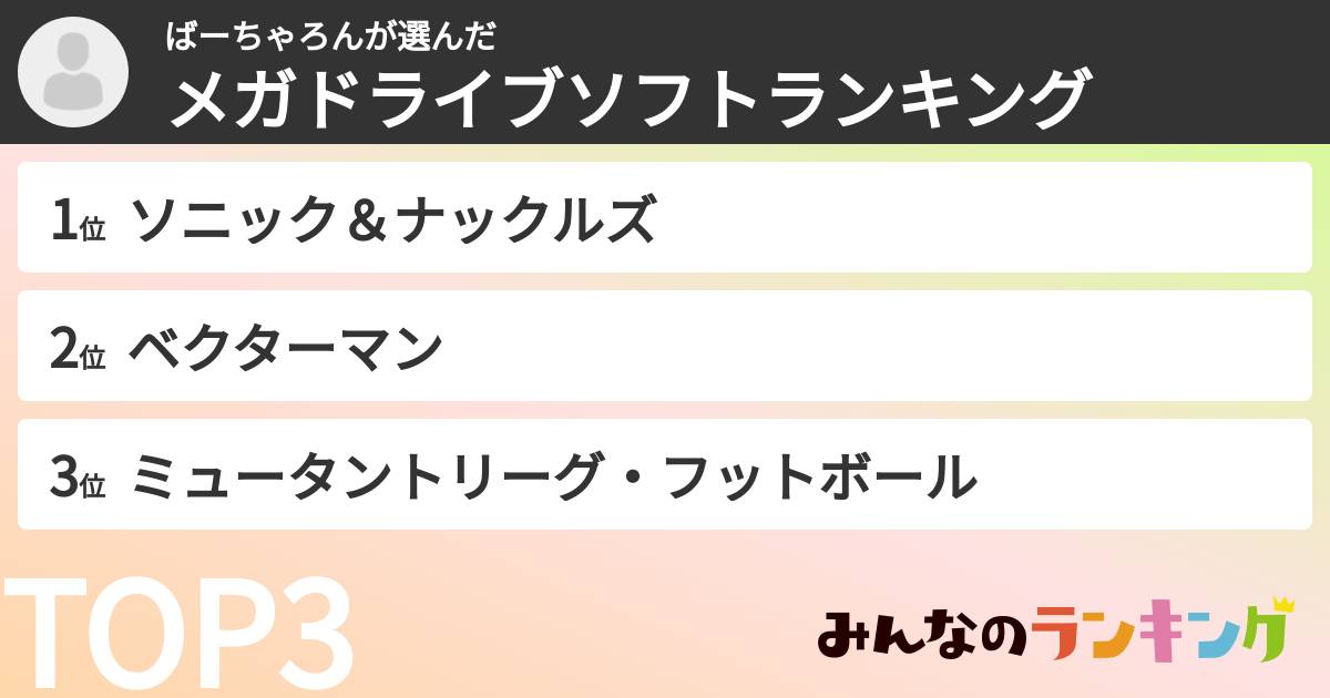 ばーちゃろんさんの「メガドライブソフトランキング」
