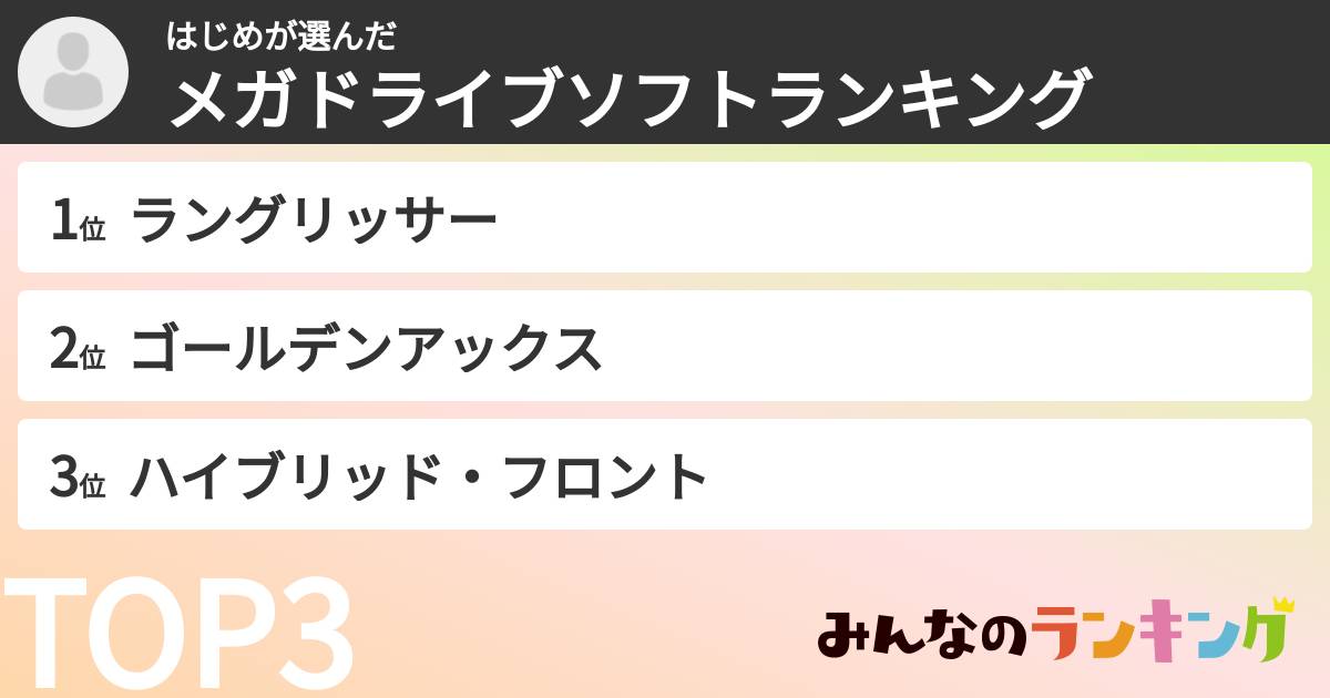 はじめさんの「メガドライブソフトランキング」