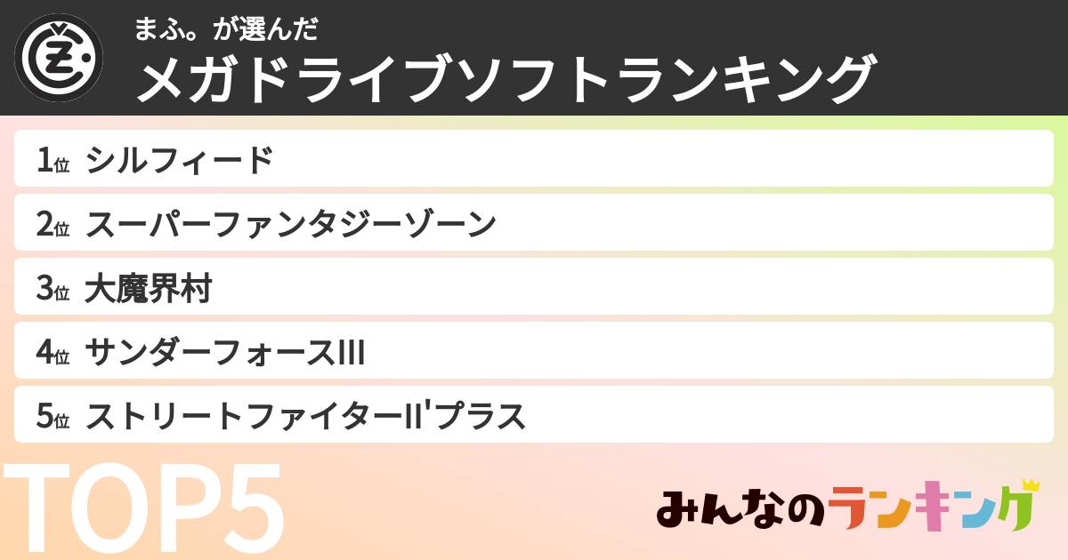 まふ。さんの「メガドライブソフトランキング」