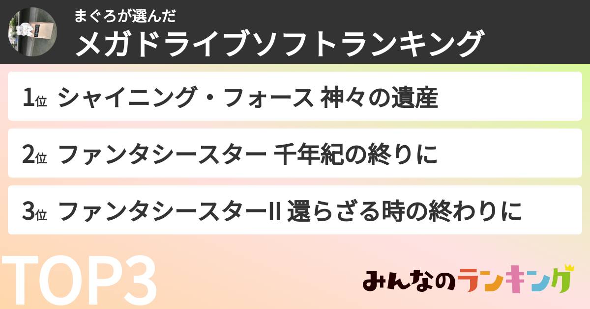 まぐろさんの「メガドライブソフトランキング」