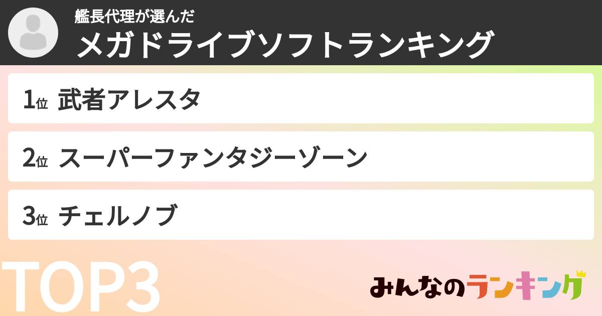 艦長代理さんの「メガドライブソフトランキング」
