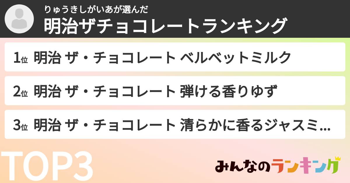 りゅうきしがいあさんの「明治ザチョコレートランキング」